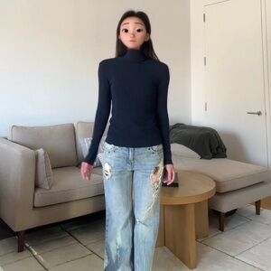 Elegant Navy Turtleneck Top